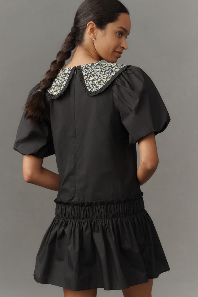 English Factory Puff-Sleeve Collared Drop-Waist Mini Dress #2