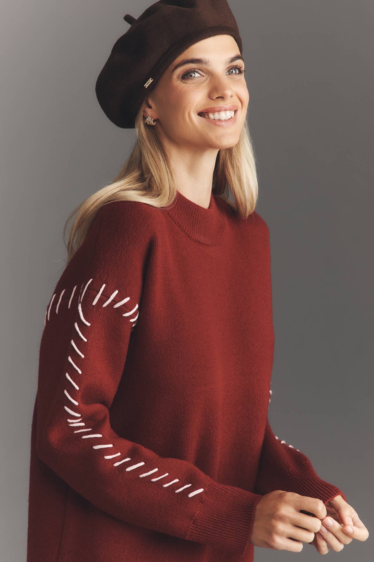 English Factory Long-Sleeve Mock-Neck Sweater Mini Dress