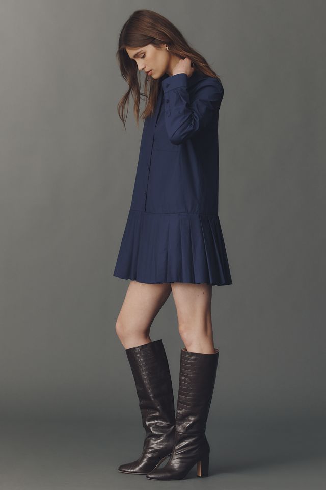 English Factory Long-Sleeve Pleated Mini Shirt Dress #1