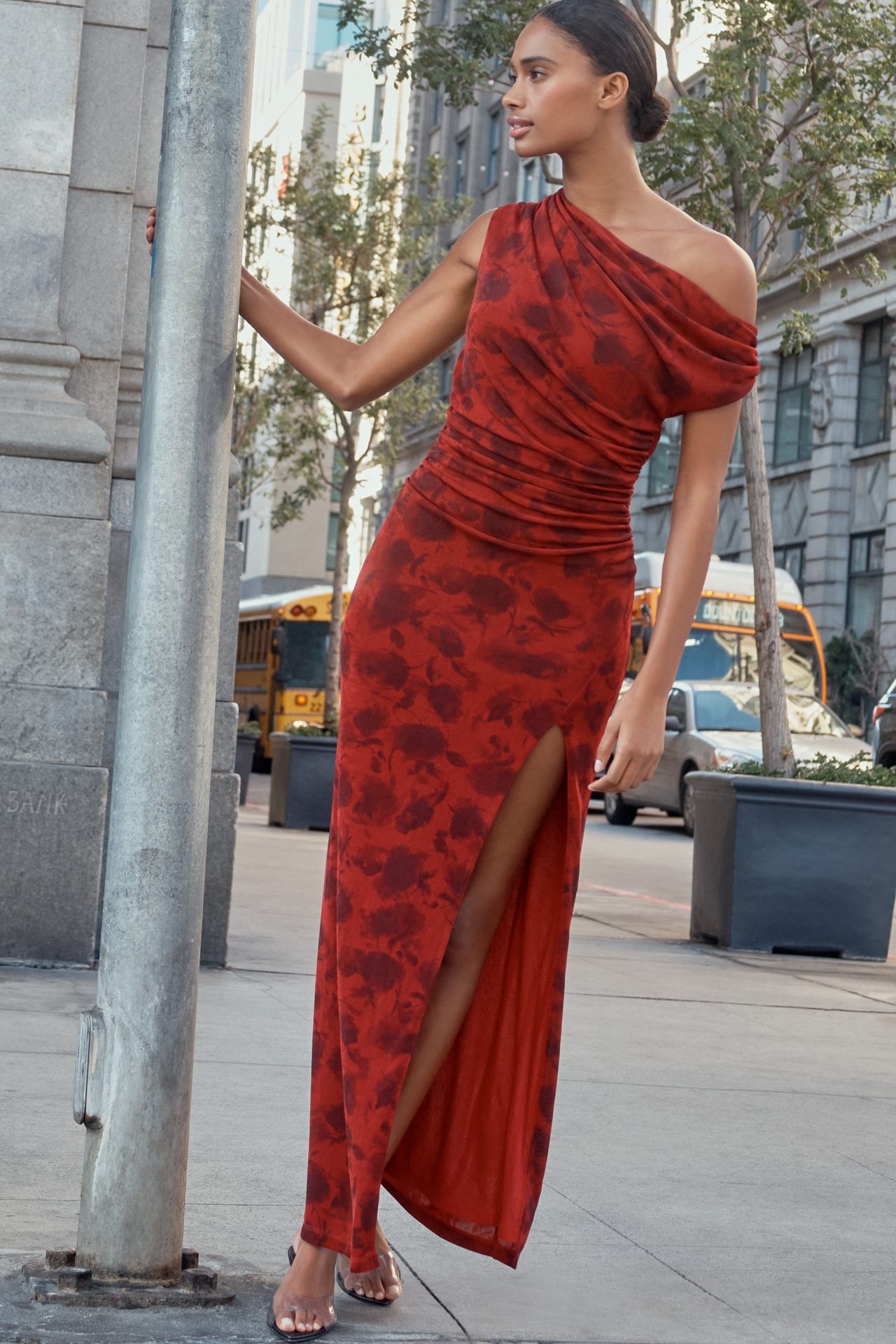 Endless Rose Off-Shoulder Side-Slit Slim Maxi Dress