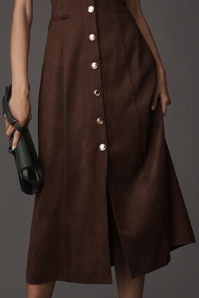 Endless Rose Faux-Suede Halter V-Neck Midi Dress #2