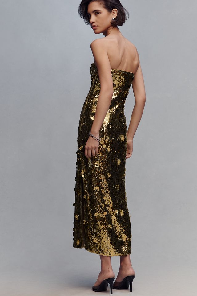 slim fit dress slacks Rose Gold Sequin Sparkly Simple and Black Split Prom Dresses US6 / As Picture main image 1