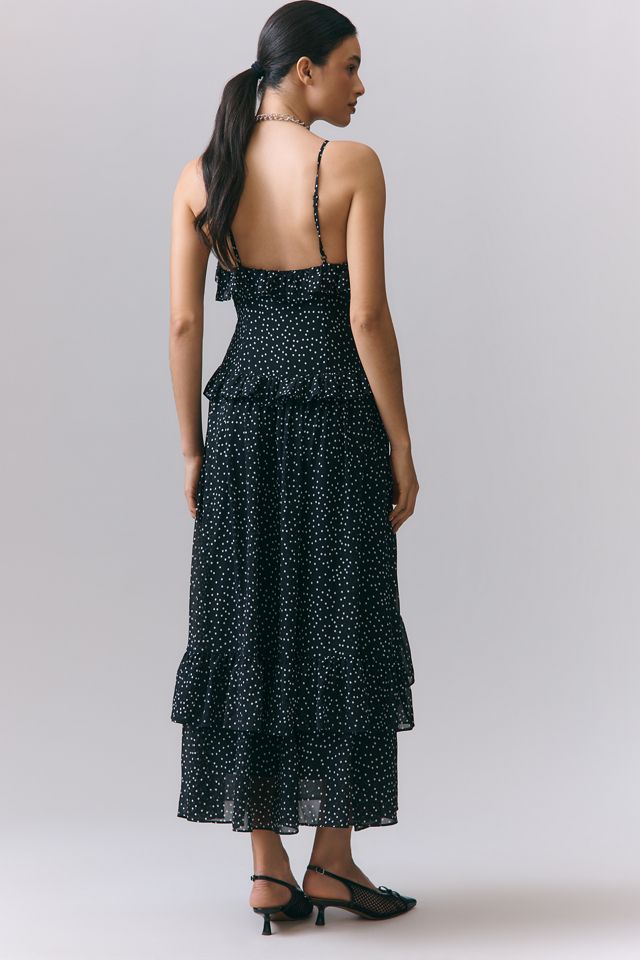 Endless Rose V-Neck Polka Dot Ruffle Midi Dress | Anthropologie