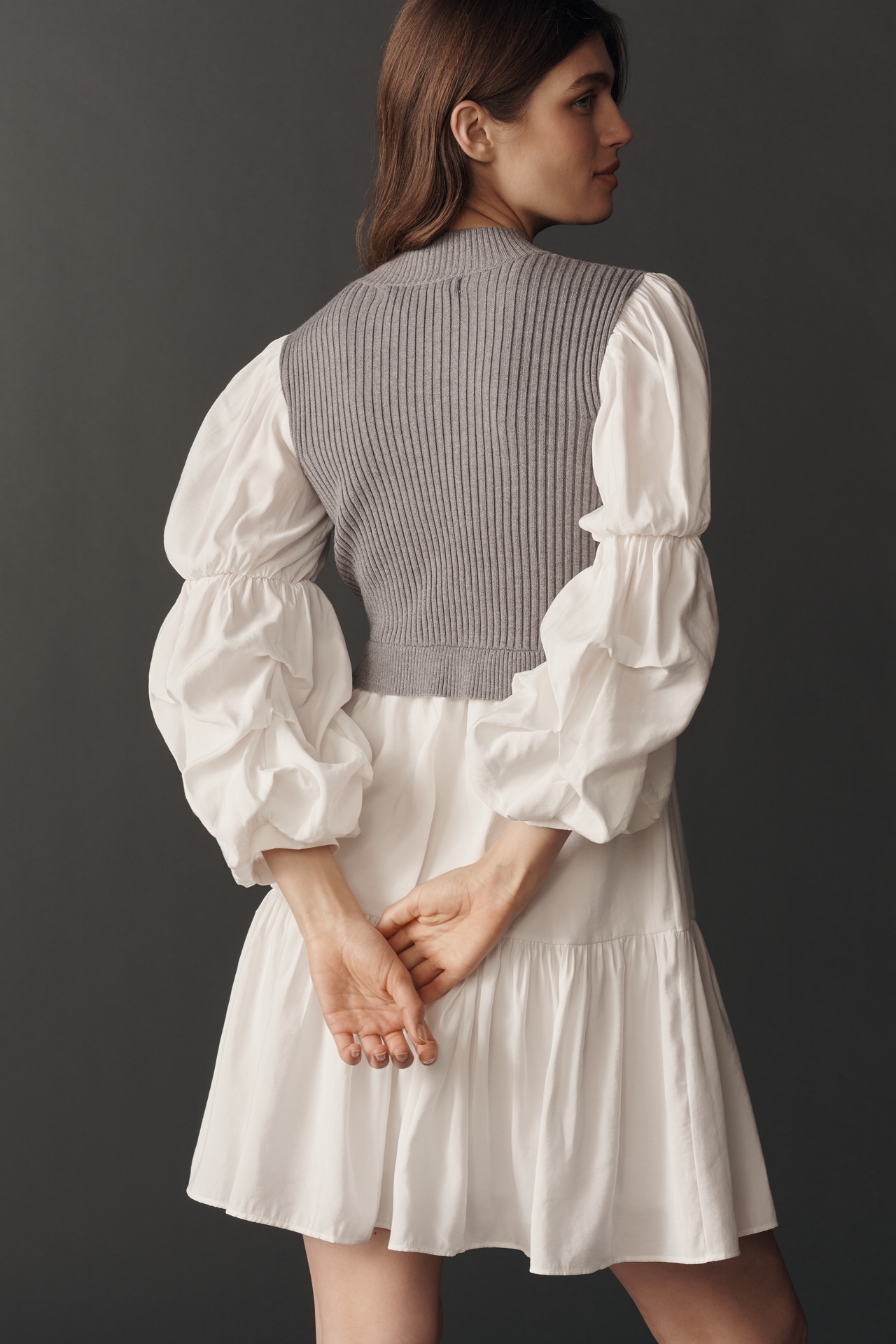 English Factory Long-Sleeve Sweater Twofer Mini Dress