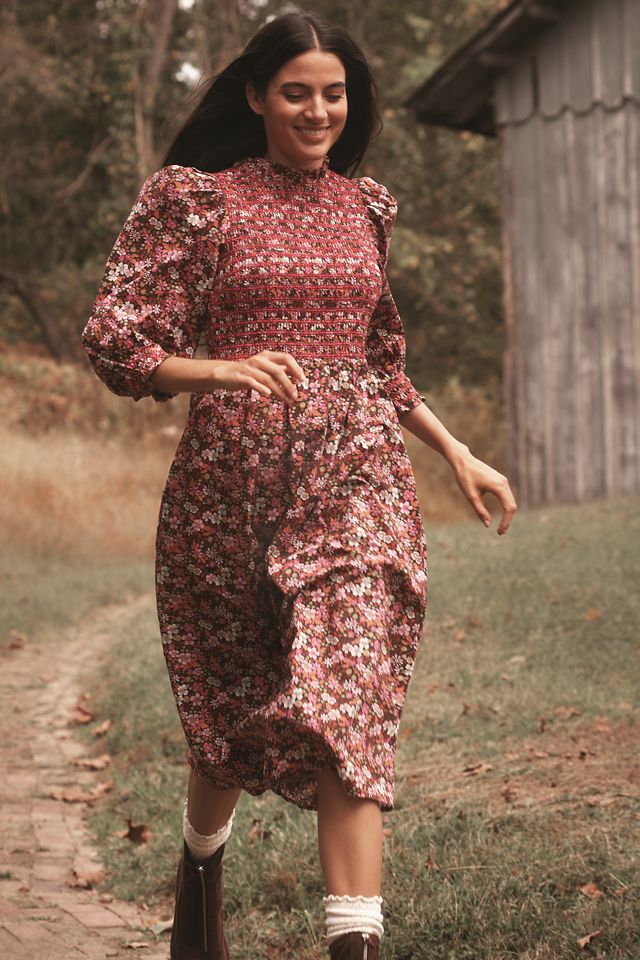 English Factory Long-Sleeve Mock-Neck A-Line Midi Dress #2