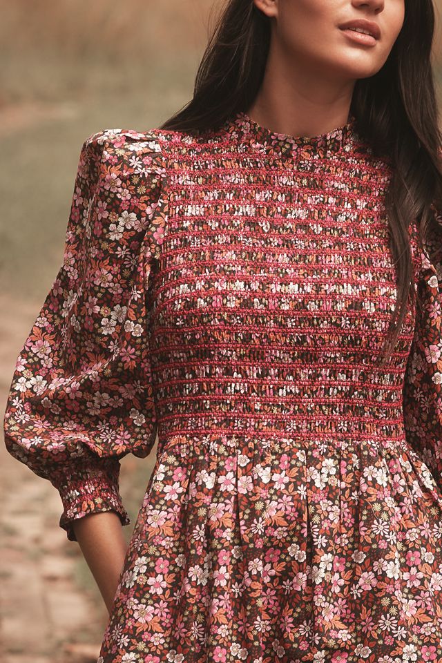 English Factory Long-Sleeve Mock-Neck A-Line Midi Dress #3