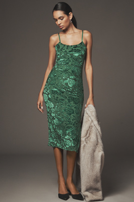 Endless Rose Sleeveless Floral Slim Midi Dress In Green