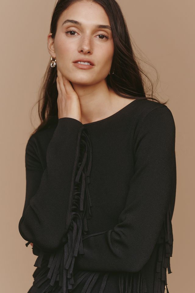 Endless Rose Long-Sleeve Fringe Sweater Mini Dress #3