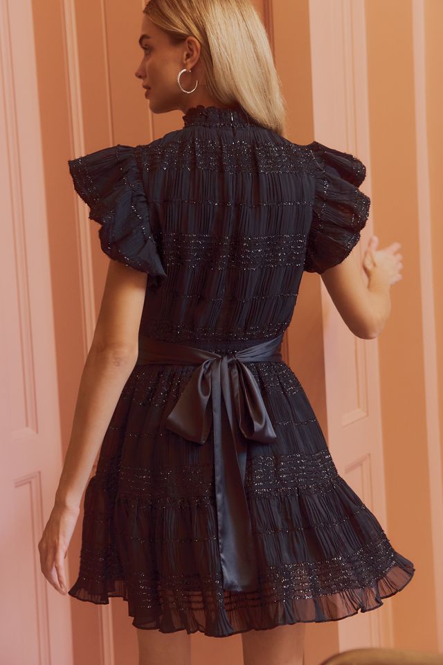 Endless Rose Short-Sleeve Mock-Neck Belted Mini Dress #1