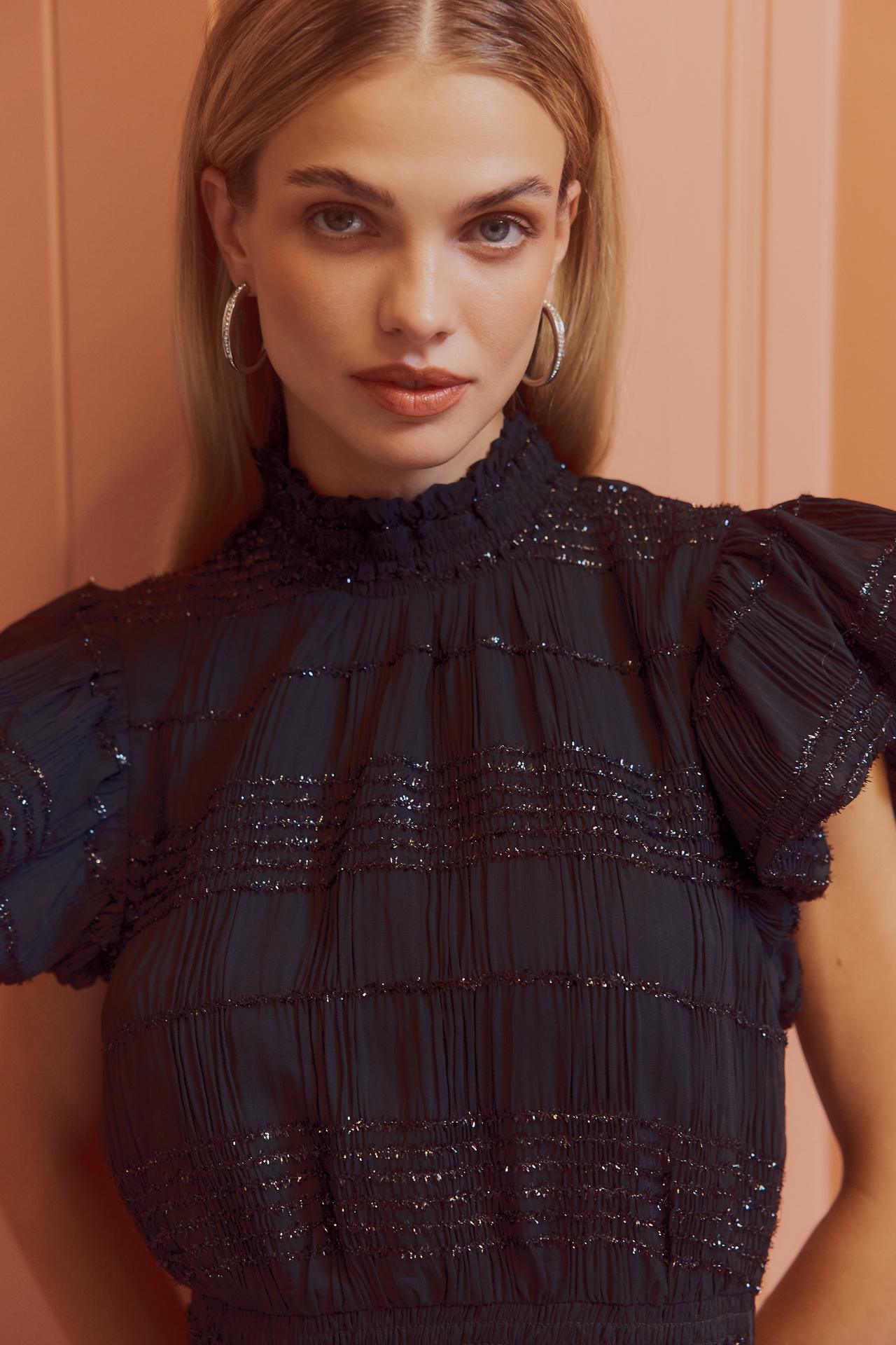 Endless Rose Short-Sleeve Mock-Neck Belted Mini Dress