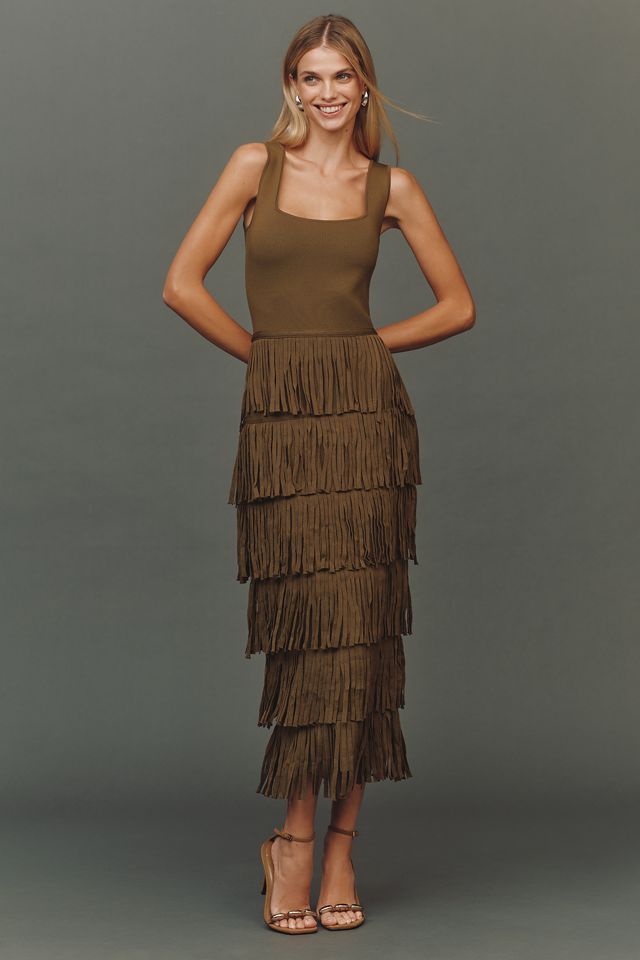 Endless Rose Square-Neck Fringe Slim Maxi Dress #2