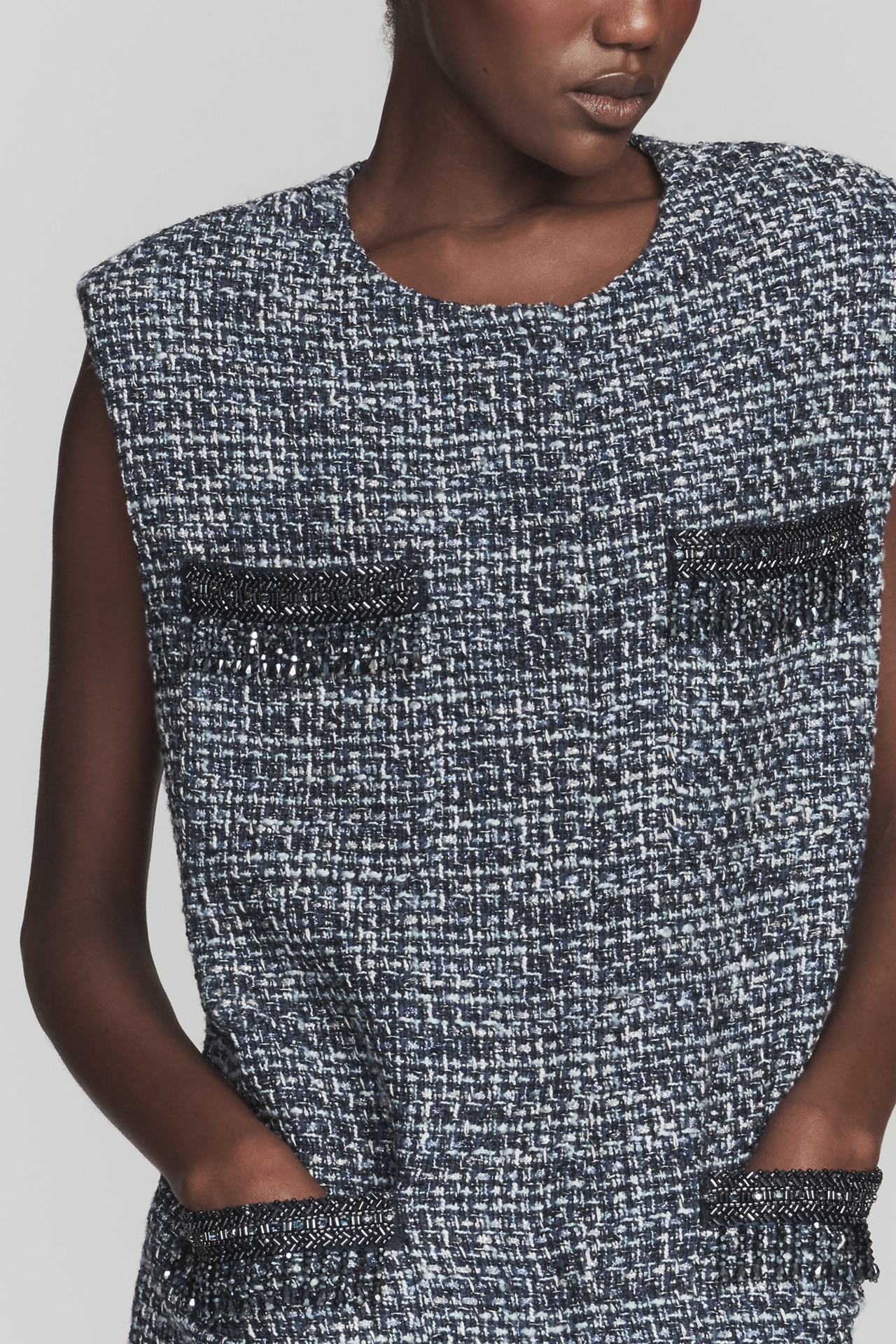 Endless Rose Sleeveless Tweed Mini Dress