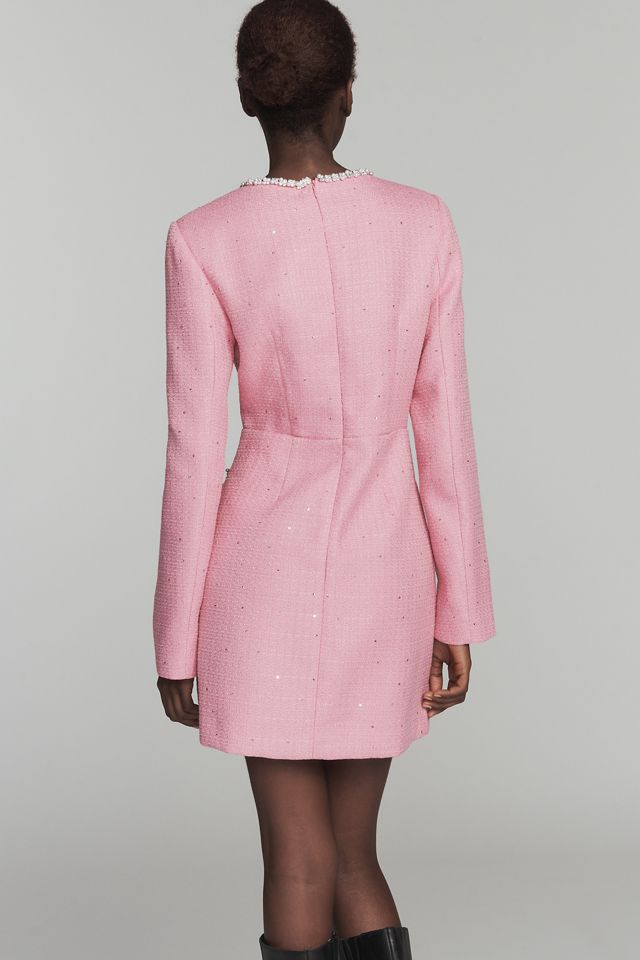 Endless Rose Long-Sleeve Square-Neck Tweed Mini Dress | Anthropologie
