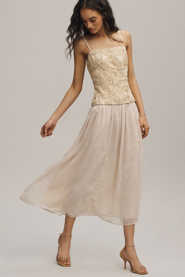 Endless Rose - Mixed Media Sheer Midi Dress NUDE / M