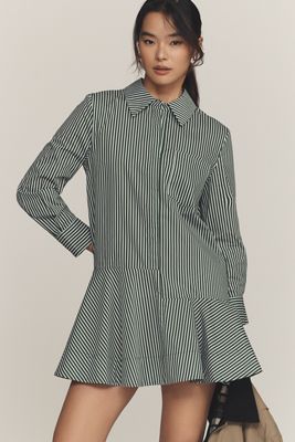 English Factory Long-Sleeve Collared Twofer Mini Dress | Anthropologie
