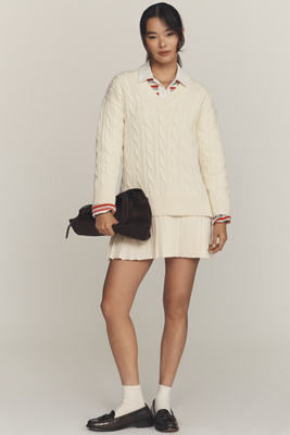 English Factory V-Neck Long-Sleeve Mini Twofer Dress