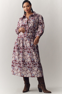 English Factory Long-Sleeve Midi Shirt Dress