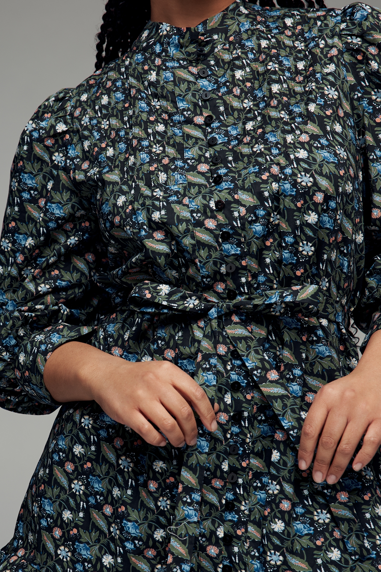 English Factory Long-Sleeve Floral Mini Shirt Dress