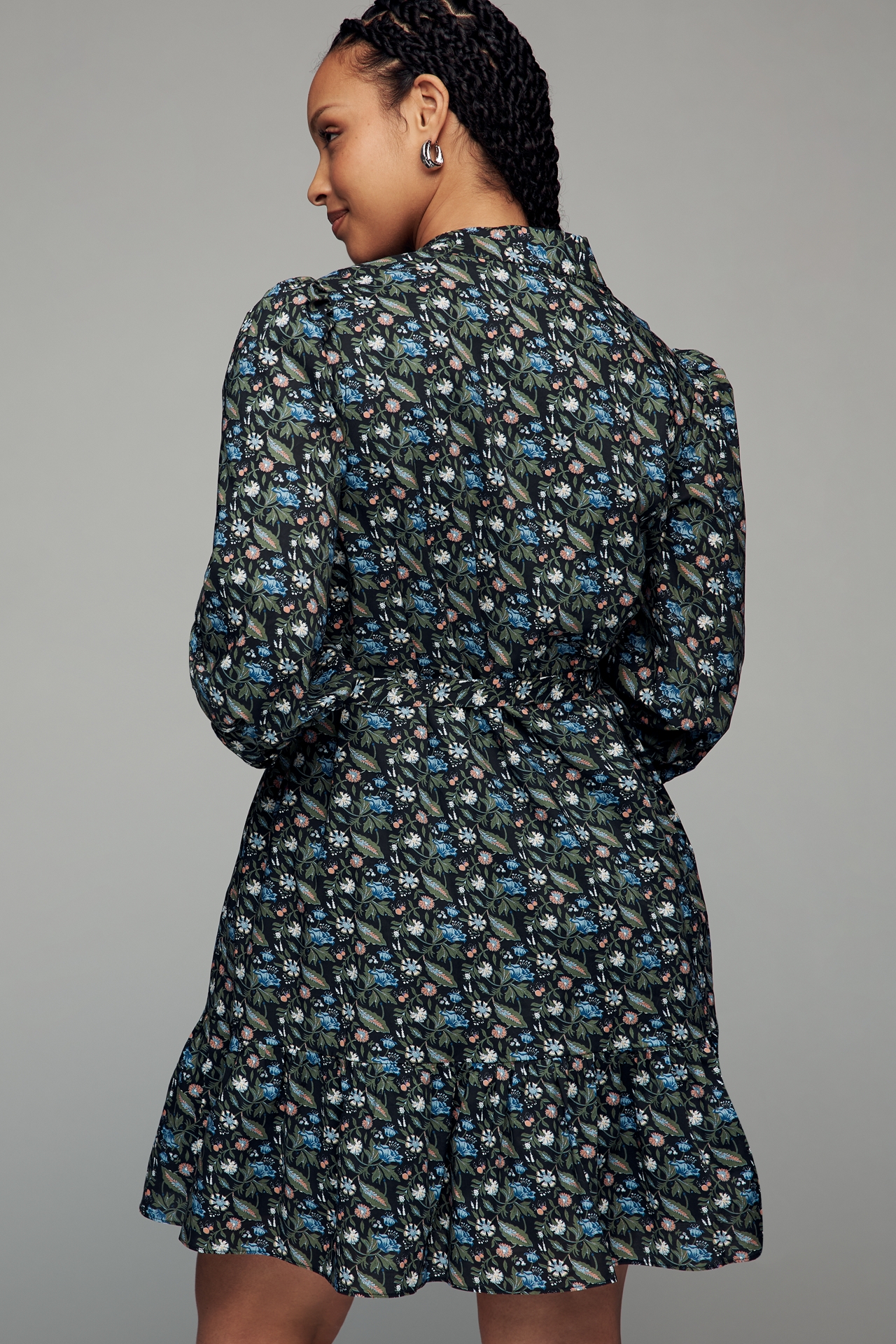 English Factory Long-Sleeve Floral Mini Shirt Dress