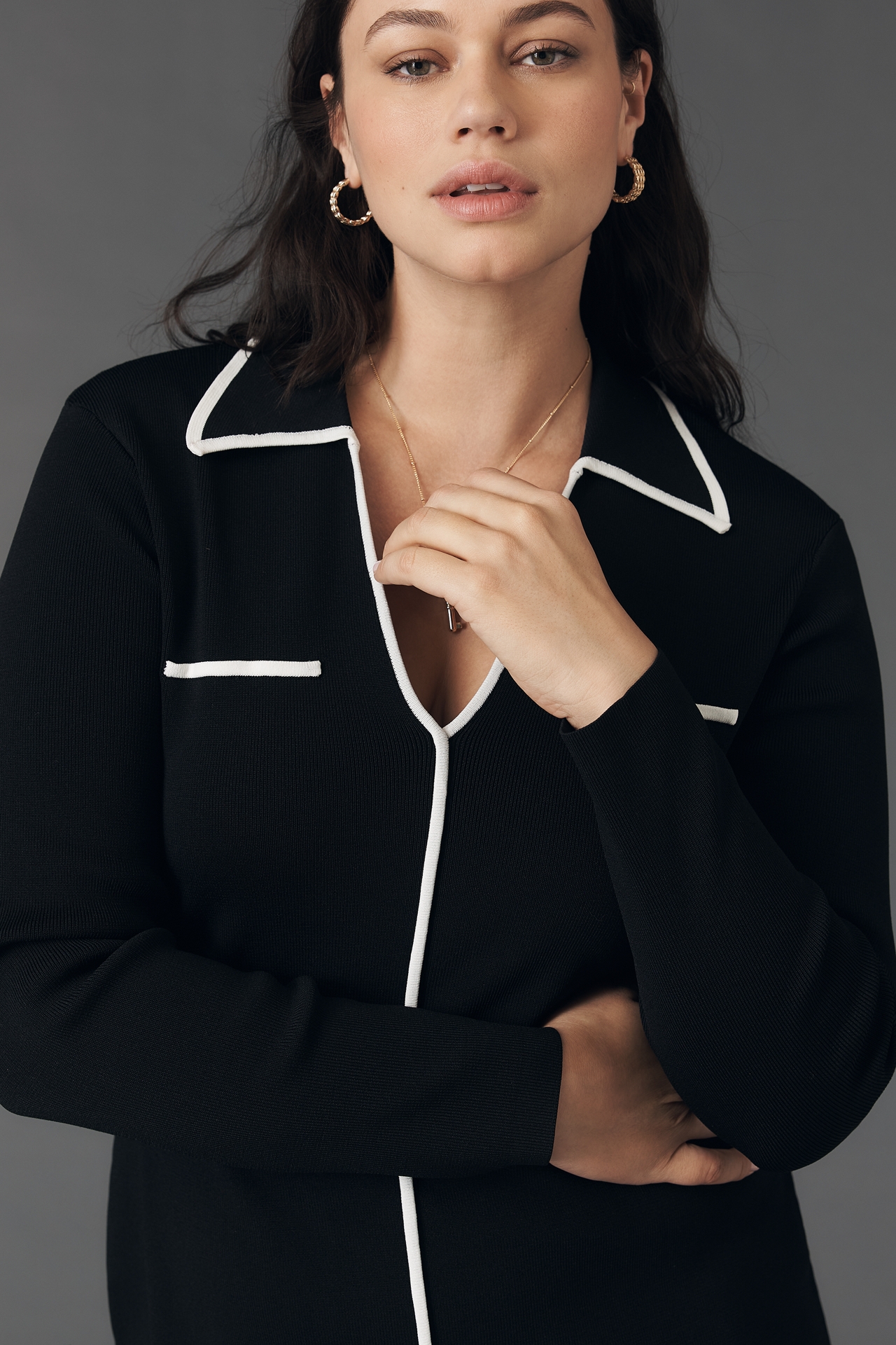 English Factory Knit Split-Hem Midi Dress