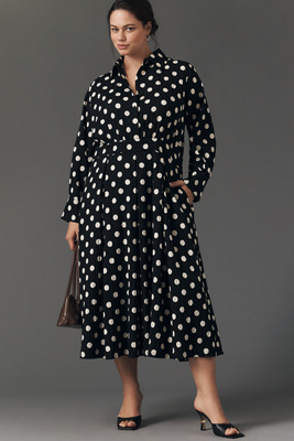 Polka Dot Midi Shirt Dress
