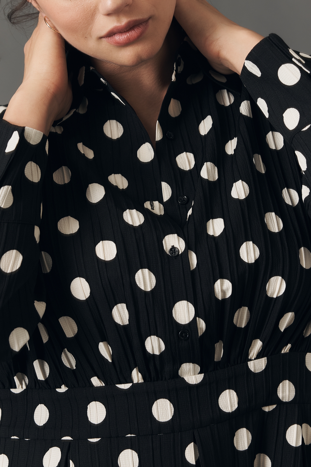 English Factory Polka Dot Midi Shirt Dress