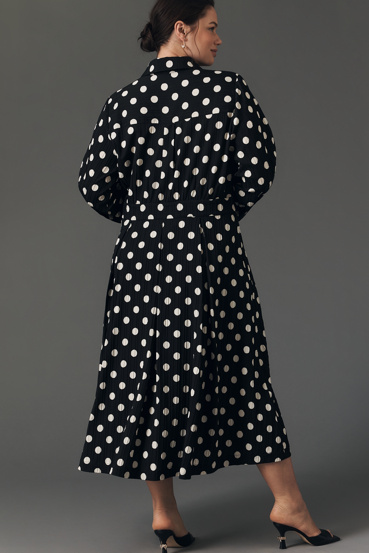 English Factory Polka Dot Midi Shirt Dress