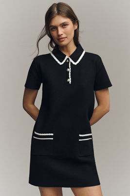 English Factory Short-Sleeve Polo Mini Shift Dress | Anthropologie