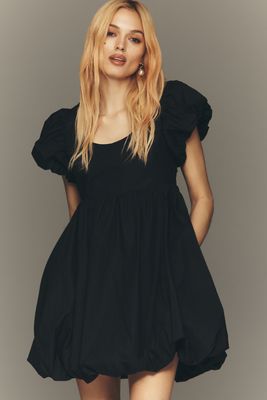 shein black dress plus size Black Crepe Short Sleeve Mini Dress – self-portrait-US