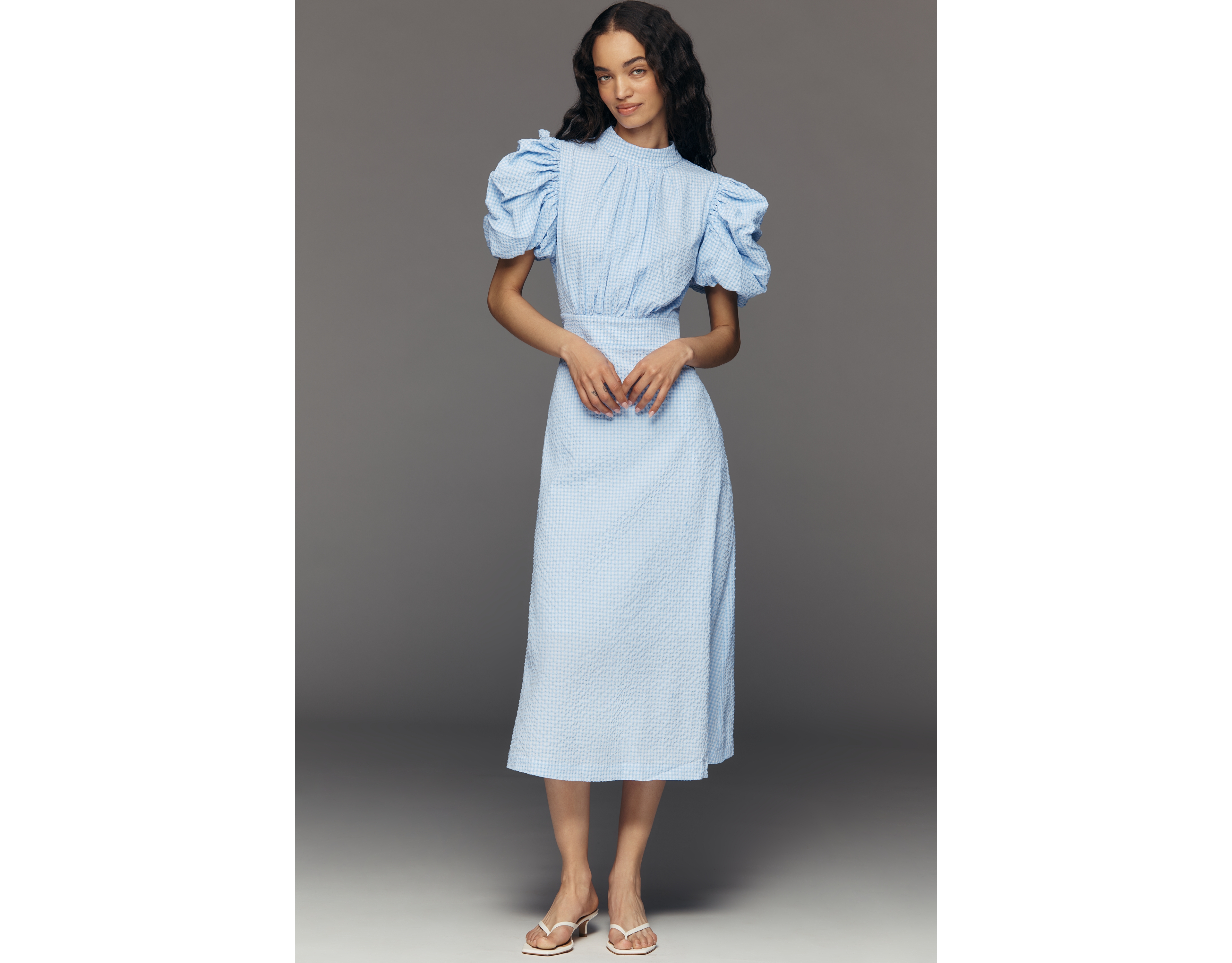 English Factory Puff-Sleeve Midi Dress