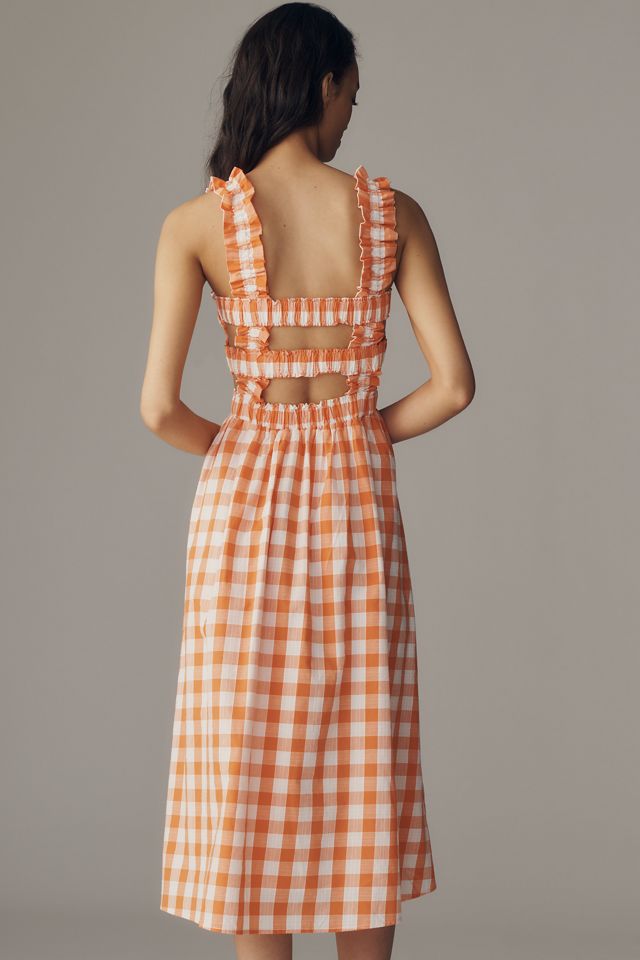 gingham 新品未使用　COMESANDGOES+AH.H English Factory Gingham Midi Dress | Anthropologie