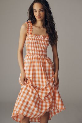white christmas dresses Zapaka Women Summer Dress Orange Printed Halter Casual Dress with Slit, Orange / XL main image 0