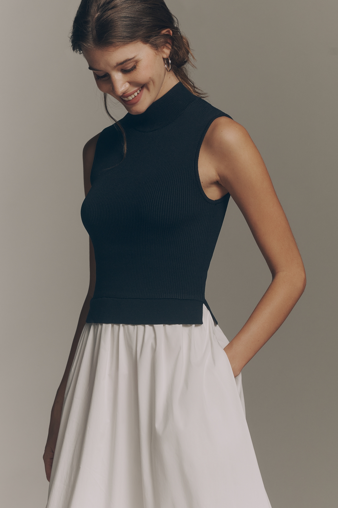 English Factory Sleeveless Twofer Midi Dress