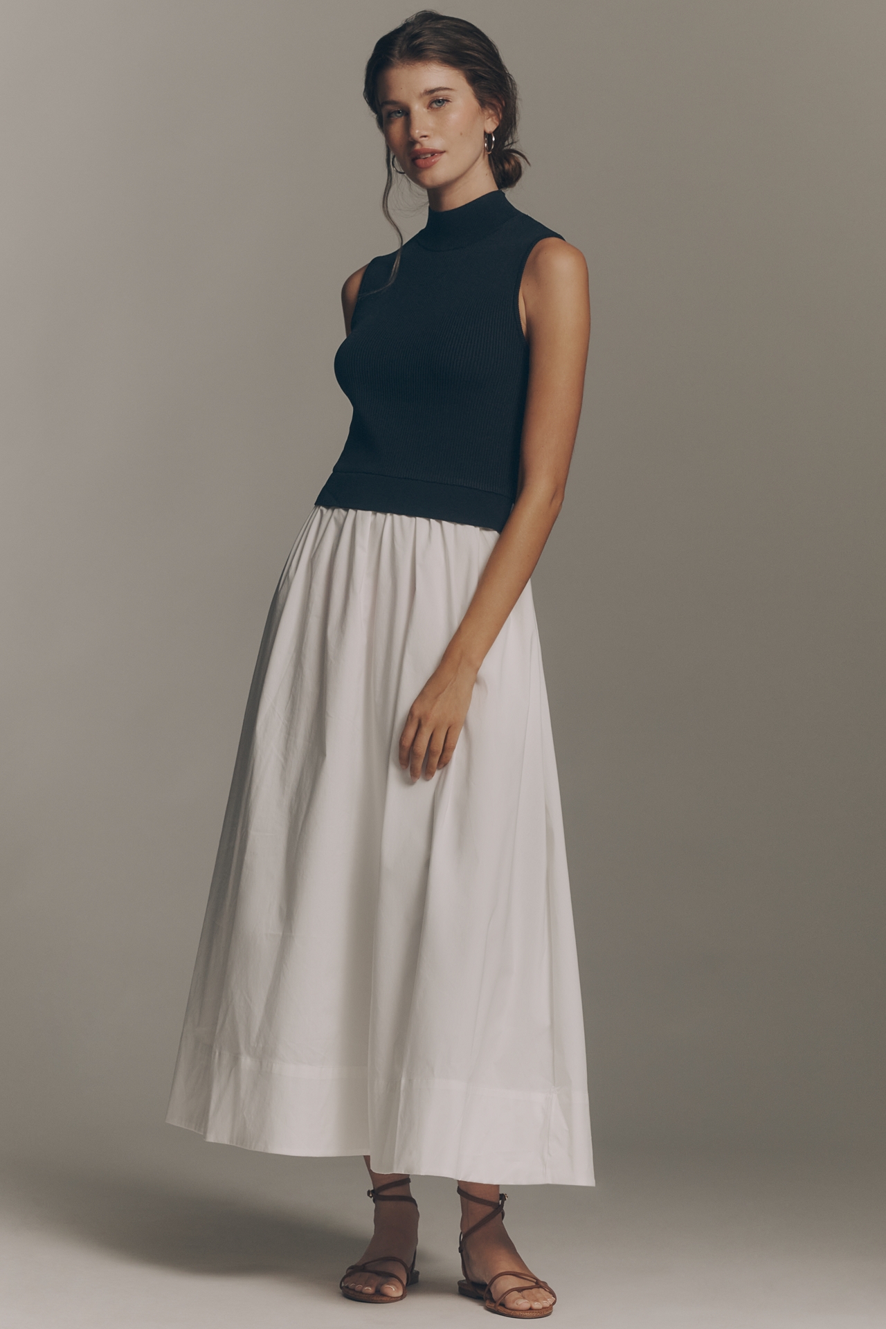 English Factory Sleeveless Twofer Midi Dress