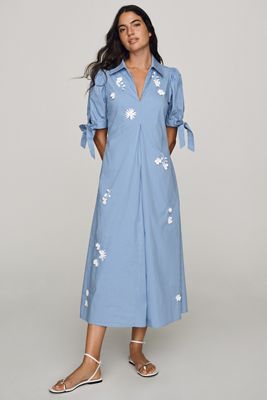 English Factory Flower-Trim Midi Dress