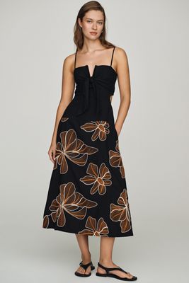 Endless Rose 100% Cotton Embroidered Midi Dress