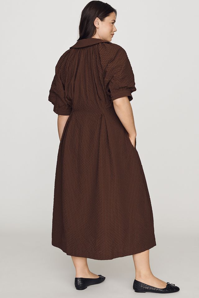 English Factory Puff-Sleeve Textured Midi Shirtdress #6