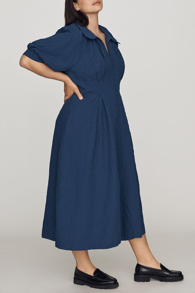 English Factory Hemdkleid mit Puffärmeln und strukturiertem Midi #6