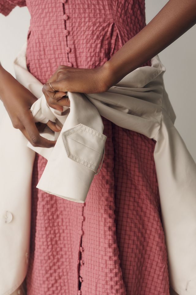 English Factory Puff-Sleeve Textured Midi Shirtdress #3