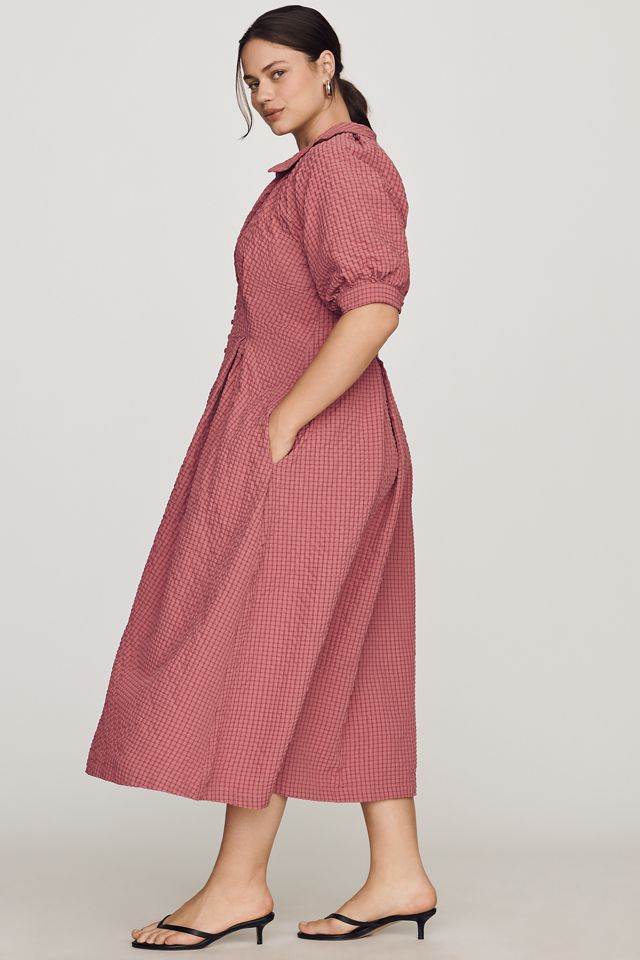 English Factory Puff-Sleeve Textured Midi Shirtdress #6