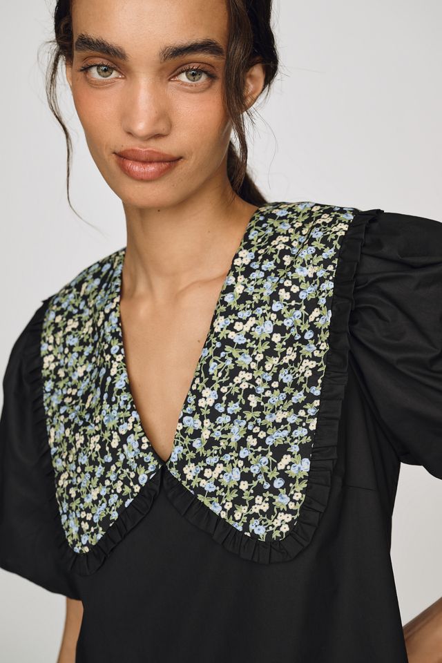 English Factory Floral Collar Drop Waist Mini Dress #1