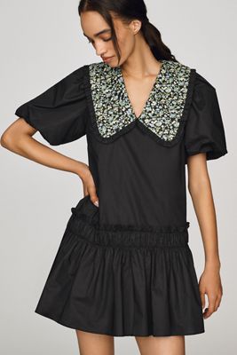 anthropologie black dress with flowers Dresses & Little Black Dresses Strapless dress