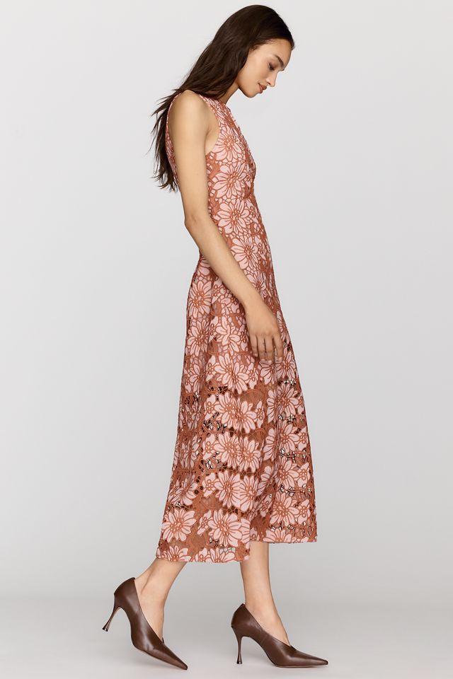 English Factory Floral Embroidered Midi Dress | Anthropologie