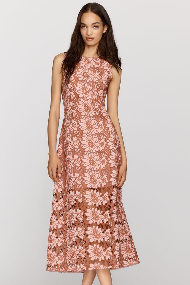English Factory Floral Embroidered Midi Dress | Anthropologie