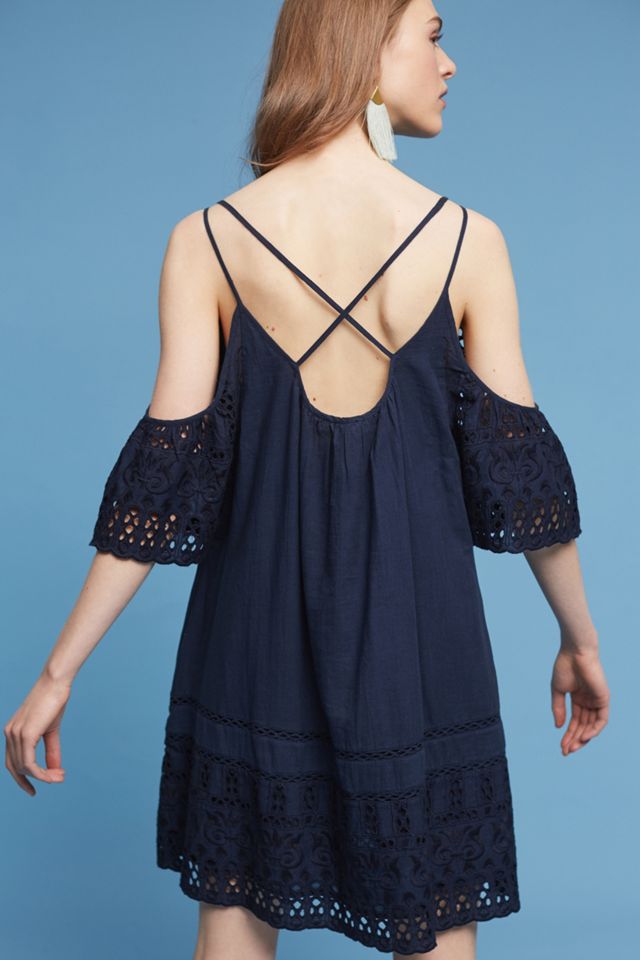 Eyelet Open-Shoulder Swing Dress #2