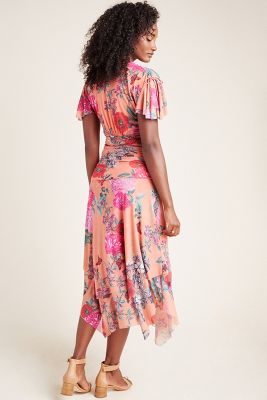 anthropologie pink floral dress