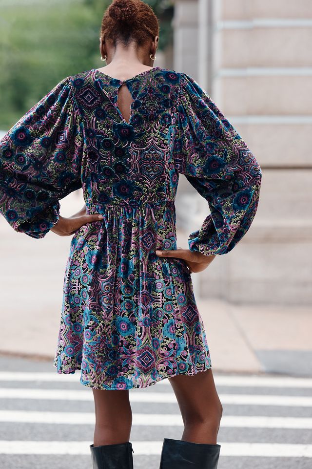 By Anthropologie Burnout Velvet Mini Dress #1