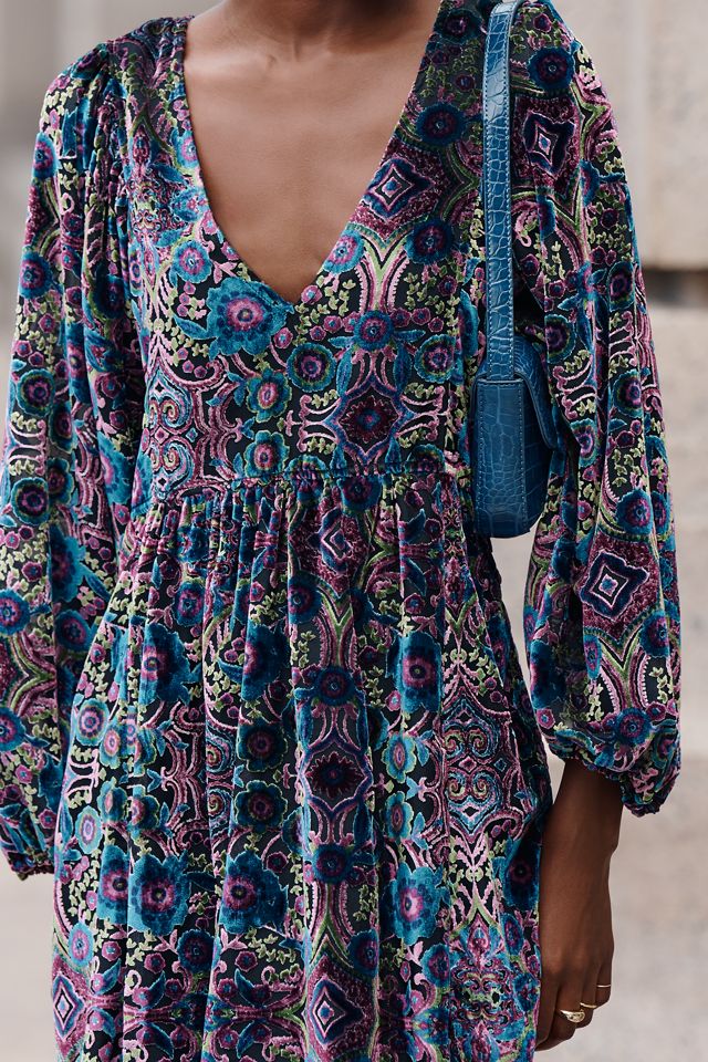 By Anthropologie Burnout Velvet Mini Dress #2