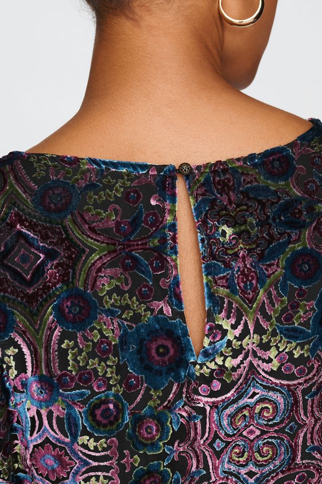 By Anthropologie Burnout Velvet Mini Dress #4
