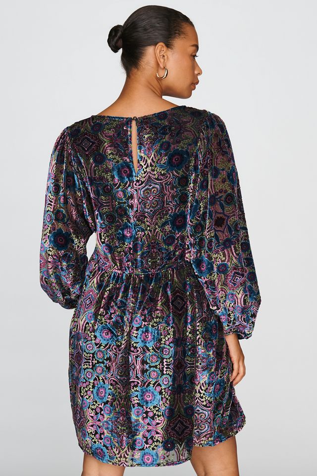 By Anthropologie Burnout Velvet Mini Dress #5